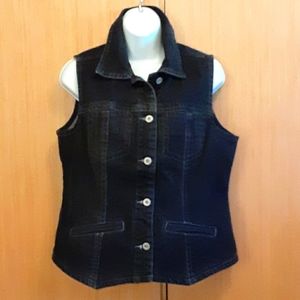 Chicos Black Denim Vest SZ 1